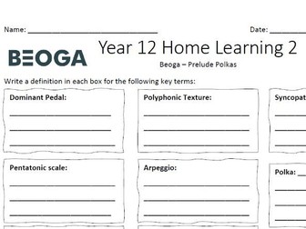 CCEA GCSE Music Beoga Worksheet/Homework Activity