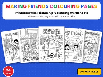 Making Friends Colouring Pages | Friendship Skills Printable Colouring Page Worksheets | PSHE