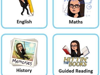 Editable Visual timetable - currently suited to female brown haired teacher bitmoji