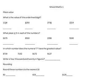 Number Review Worksheets For Year 4 and 5