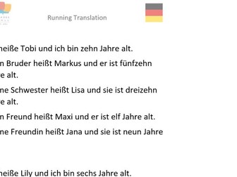 Name and Ages Running Translation