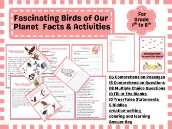 All About Birds: Engaging Worksheets ,Coloring Activities ,Riddles  & Creative Challenges