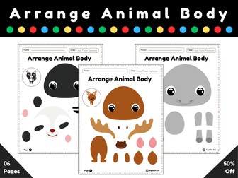 Arrange Animal Body and Practice Cut and glue skilles Worksheets