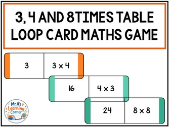 Times Tables Loop Cards (3s, 4s and 8s)