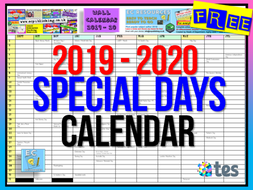 Notable Days Calendar by EC_Resources  Teaching Resources