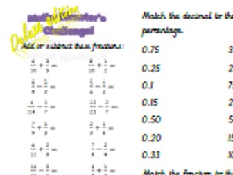 Fractions, decimals and percentages mini test