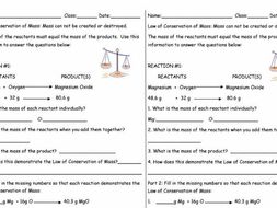 Law of conservation of mass worksheet answers define the law of conservation of mass image