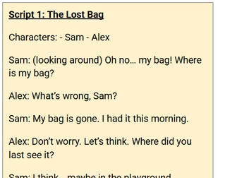 SEND Drama script work with freeze frames