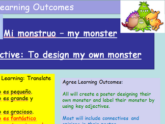 KS3 Spanish Cover Lesson Design your own Monster