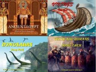 Ancient Egypt, Celts and Romans, Vikings, Dinosaurs and Pirates songs
