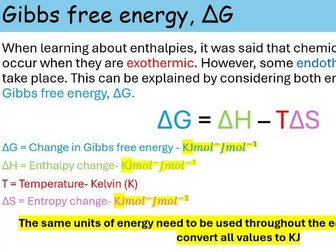WJEC A level chemistry 3.7 entropy and feasibility of reactions powerpoint lessons for entire topic