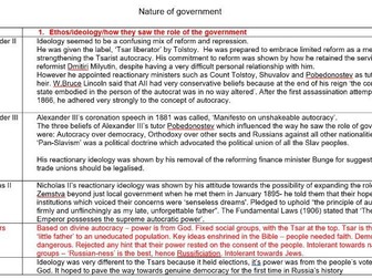 OCR A Level Russia 1855-1964 Thematic notes pack