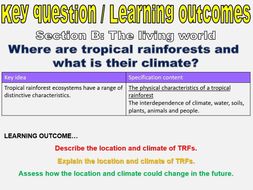 New AQA GCSE The Living World- Tropical Rainforests Full Unit