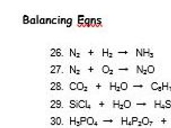 Balancing chemical equations drill