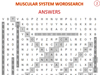 AQA GCSE PE MUSCULAR SYSTEM WORDSEARCHS