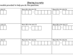 Sharing in a ratio worksheet | Teaching Resources