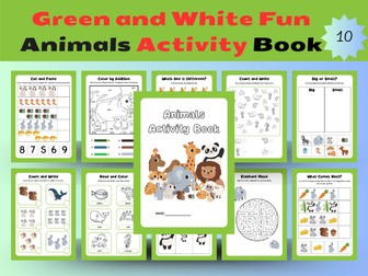 Green and White Fun Animals Activity Book