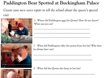 The Queen meets Paddington Bear worksheet
