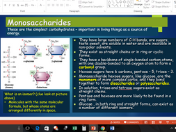 OCR A level Biology (H020 -from 2015) 2.1.2 Carbohydrates 1 - sugars