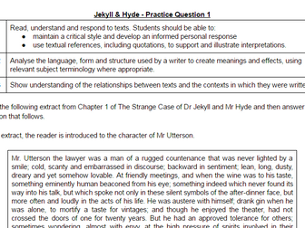 Jekyll & Hyde - Practice Exam Questions with Assessment Objectives