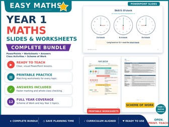 Year 1 Maths Slides & Worksheets | Bundle