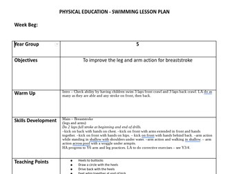 Year 5 Swimming Lesson Plans