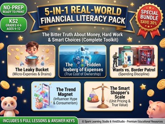 5-in-1 Financial Literacy Worksheets Pack | KS2 Real-World Math & SEL