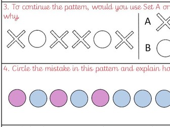 Year 2 - Repeating Patterns & Sequences Reasoning - Low Ability