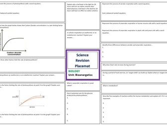 Bioenergetics Revision Sheet for AQA GCSE Combined Science Trilogy (includes answer)