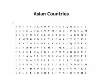 Asian Countries Word Search