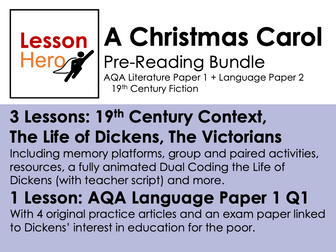 4 Lesson - A Christmas Carol Pre-Reading + AQA Lang2 Q1 Practice