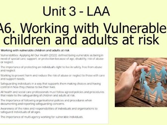 AAQ Health and Social Care - Pearson BTEC L3 Unit 3 - A6.Working with Vulnerable Children and Adults
