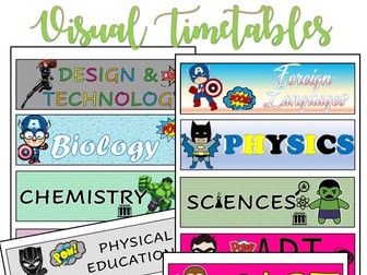 Classroom Display Visual timetable- Super heroes