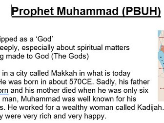 KS3 R.E Prophet Muhammad activity and info