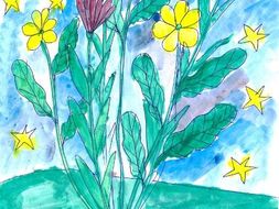 Flowers in a green garden