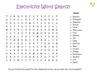 Electricity Word Search