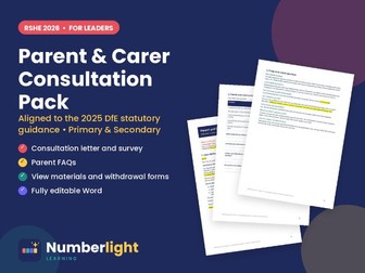 RSHE Parent and Carer Consultation Pack 2026 (Editable Word)