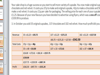 GCSE Business Profit and Loss (with calculation breakdowns)