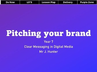 Year 7 - Unit 1 - Lesson 4 - Pitching your brand
