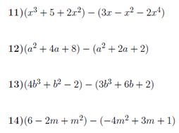 Subtracting polynomials worksheet (with solutions)
