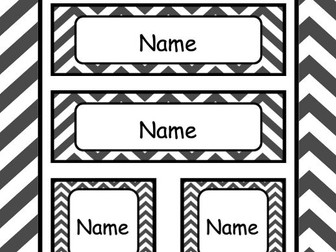 Editable Table Names: Black and White Chevron Theme