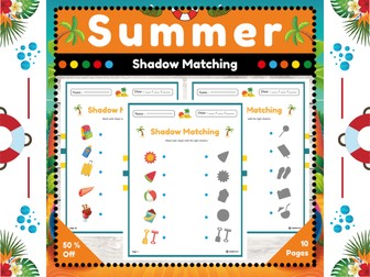 Summer Shadow Matching Game : A Fun Matching Game for End of the Year