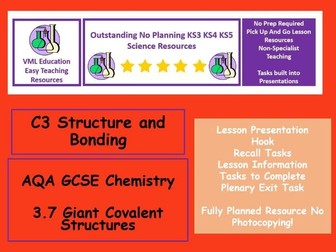 AQA GCSE Chemistry 3.7 Giant Covalent Structures Full Lesson Presentation and Resources