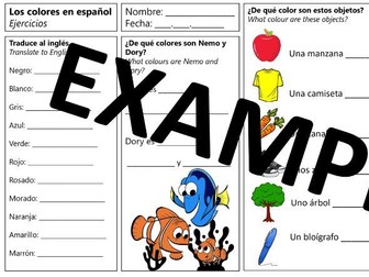 Los Colores - Spanish colours worksheet with answers