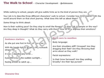 The Walk to School - Character Development - KS2, KS3 - @ellalessons