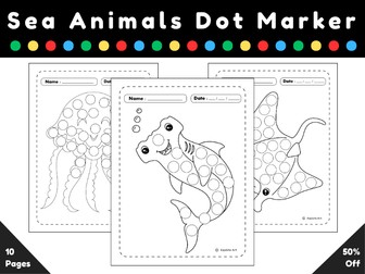 Sea Animals Dot Markers Coloring Pages : Explore the world of Sea with Fun