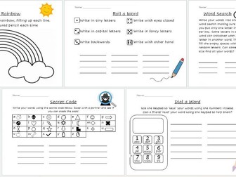 Spelling Games Worksheets (x5)