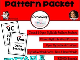 Closed and Open Syllable Activity Packet