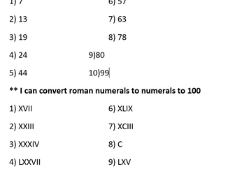Roman Numerals Year 5