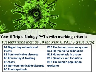 Year 11 Triple Biology PAT's with marking criteria